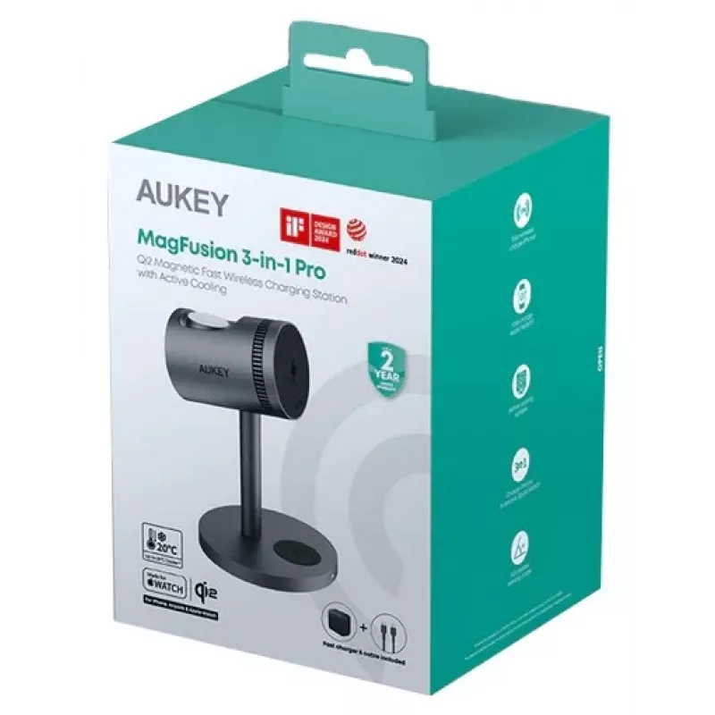 Jahutusega 3in1 juhtmevaba laadija LC-MC311A 15W Qi2 MagSafe + 30W PD toiteadapter