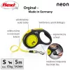 Sissetõmmatav rihm Flexi New NEON 5 m – lindirihm, väikestele koertele kuni 15 kg, must/kollane