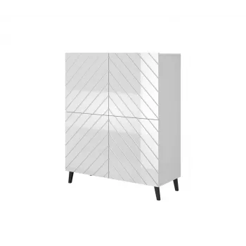 Riiulikapp cama meble ABETO 100,5 x 40 x 121,5 cm valge/läikvalge, põrandal seisev seinakapp