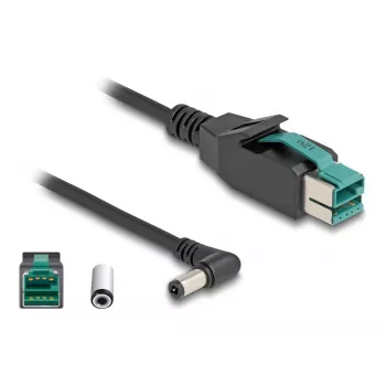 DeLOCK PoweredUSB-kaabel isane 12 V to DC 5,5 x 2,5 mm isane nurgaga 1 m