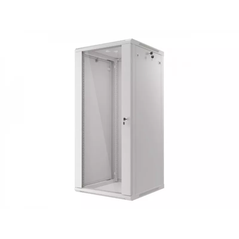 Lanberg seinale paigaldatav paigaldusrack-kapp 19'' 27U 600x600mm hall (klaasuks)