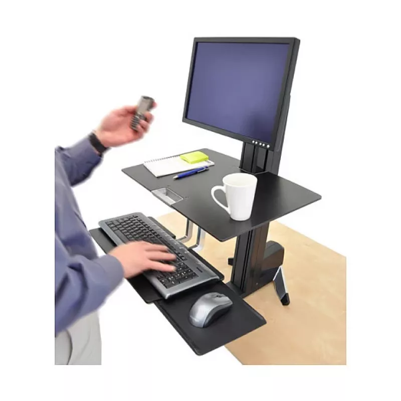 Multimeediumialus ERGOTRON WorkFit-S Single HD koos tööpinnaga+ — Must, kõrguse reguleerimine 58 cm, maksimaalne koormus 13,2 kg, ekraanidele kuni 30 tolli
