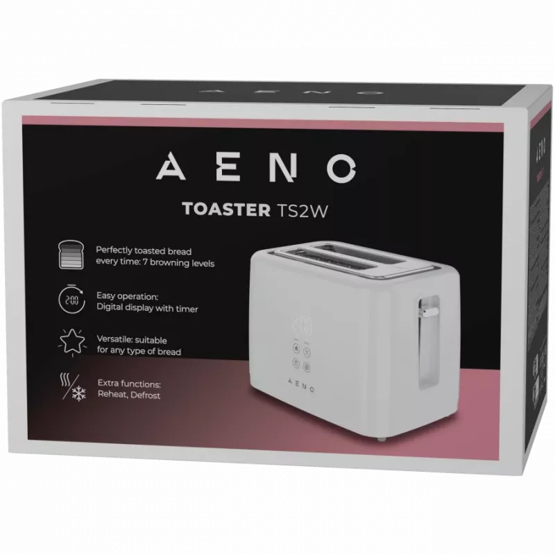 Röster AENO ATS0002W 2 pesa, 780–930 W, 220–240 V 50–60 Hz, 3 režiimi, 7 pruunistusastet, valge