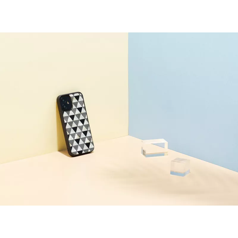 Kaitsev telefoniümbris iKins Apple iPhone 12 mini jaoks, püramiidtekstuuriga, must