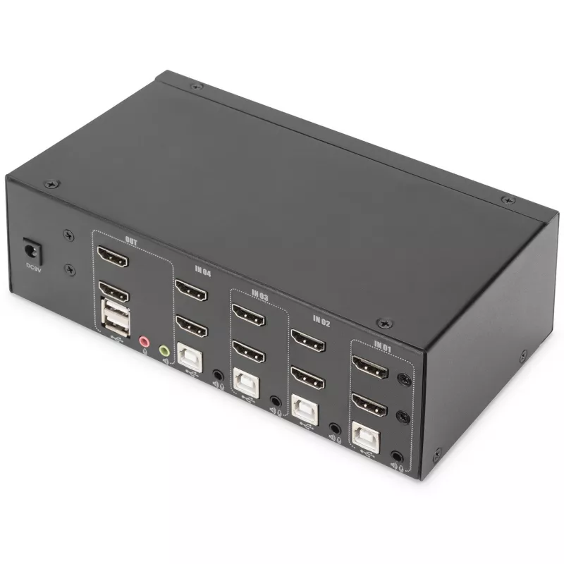 KVM-lüliti Digitus DS-12883 4 pordiga topeltkuvar 4K HDMI USB