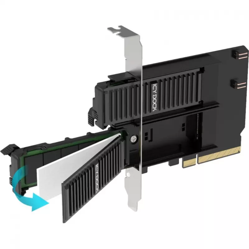 PCIe adapterkaart icybox MB312M4P-B — 2× M.2 NVMe PCIe 4.0 x8 (bifurkatsioon)