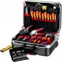 Mehaanika tööriistakomplekt Knipex 00 21 06 — 68 tööriista, sisaldab nõelaots- ja veepumba tange, punased/kollased tööriistad, must kohver (515×438×265 mm)