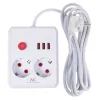 Pistikupesadega pikendusjuhe MACLEAN MCE388 W — 2 pistikupesa, 3×USB, 110–240 V, 2500 W, 3 m kaabel, valge