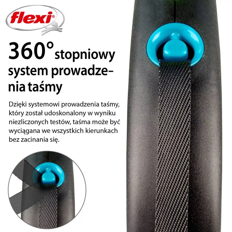 Flexi automaatne jalutusrihm Must Design S 5 m, sinine