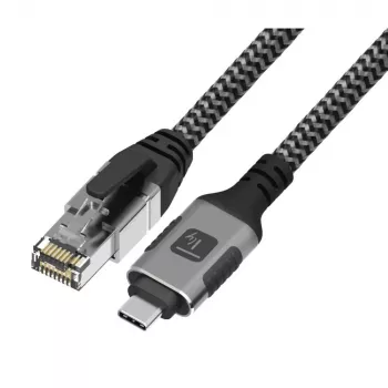 Techly ICOC U3C-RJ45-010 võrgukaabel Hõbedane, Must 1 m Cat6 F/UTP (FTP)