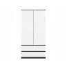 Rõivakapp top e shop MALWA SS-90, 90×180×50 cm, antratsiitkarkass, valged hingedega uksed, 2 sahtlit, laminaat 16 mm