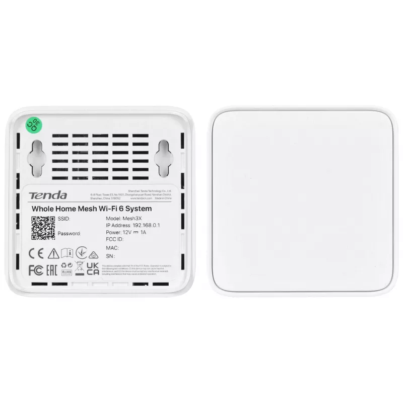 Võrk-Wi-Fi süsteem TENDA EX3-3, 3-pakend, kahesageduslik 2,4/5 GHz, Wi-Fi 6, kuni 1201+300 Mbit/s, 2 sisemist antenni, WPA3