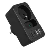 Toitejaotur MACLEAN MCE249 F/B — 2 vahelduvvoolupesa (16A + 6A) koos 2×USB-A ja 2×USB-C PD 20W, EL-pistik, must