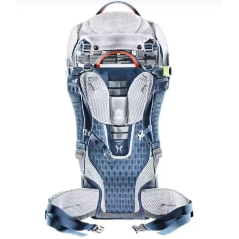 Beebikandja seljakott DEUTER Kid Comfort Active — sinine, polüamiid, kuni 22 kg, päikesevari, jalatus, VariQuick, Lite Air