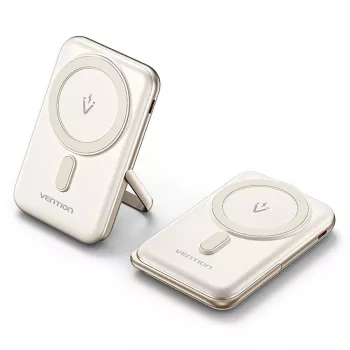 Akupank Vention 10000mAh Magnetic Wireless 20W — 10000 mAh, 3 A väljund, USB-C, valge