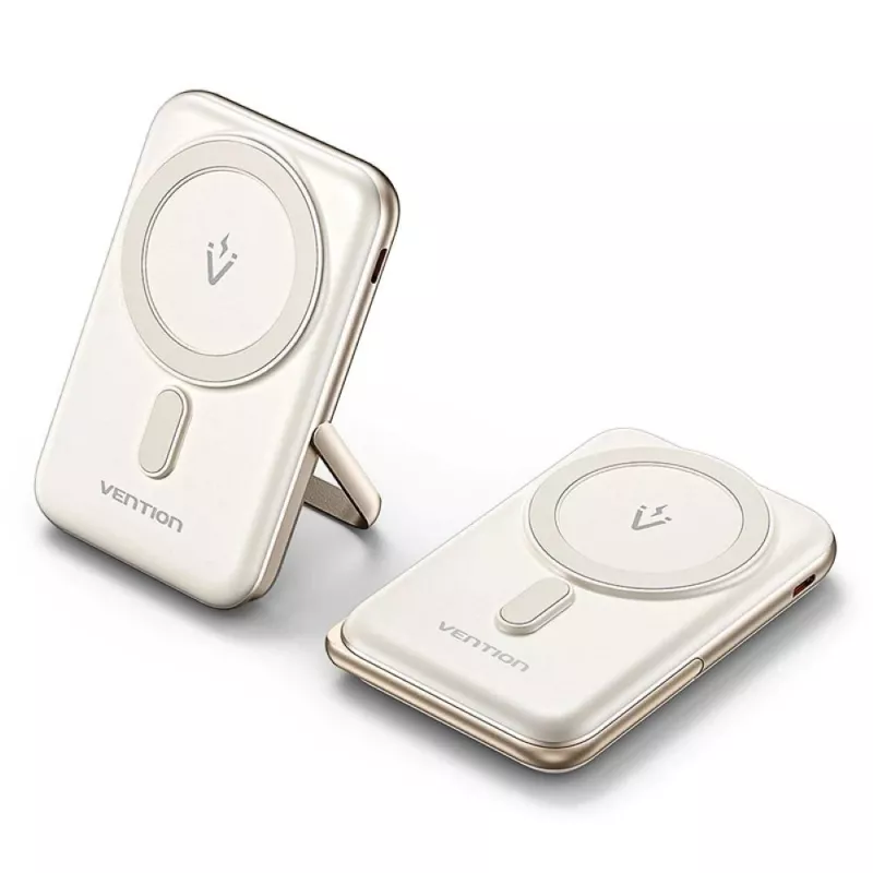 Akupank Vention 10000mAh Magnetic Wireless 20W — 10000 mAh, 3 A väljund, USB-C, valge