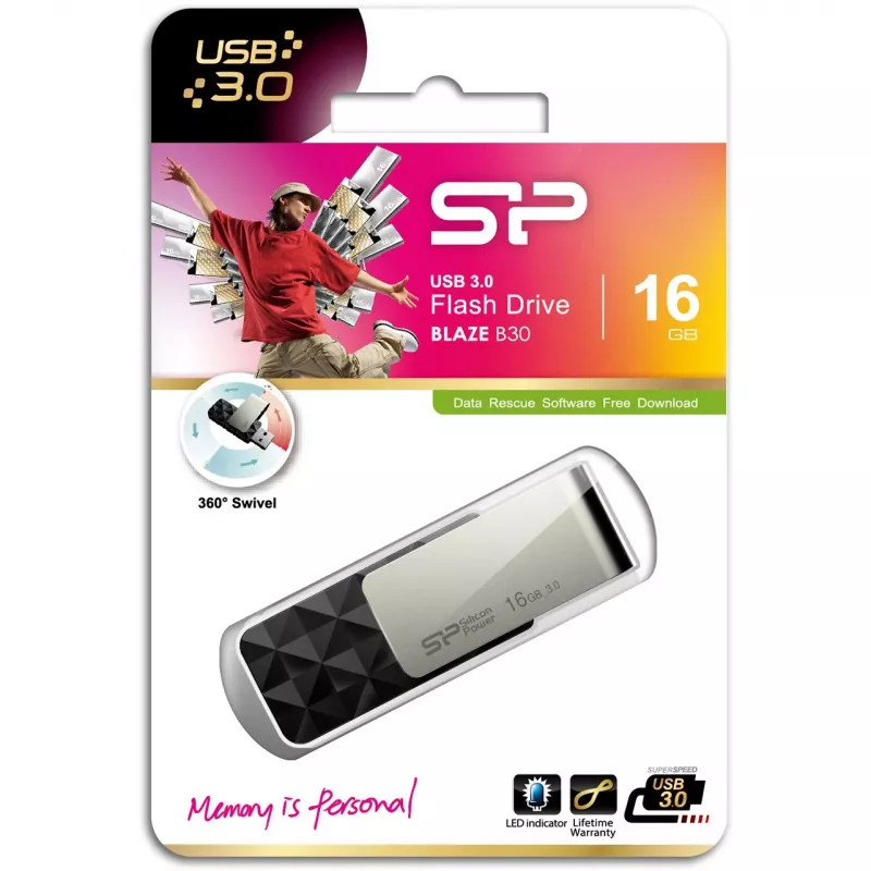 USB-mälupulk Silicon Power 16 GB, USB Type-A, 3.2 Gen 1, Blaze B30