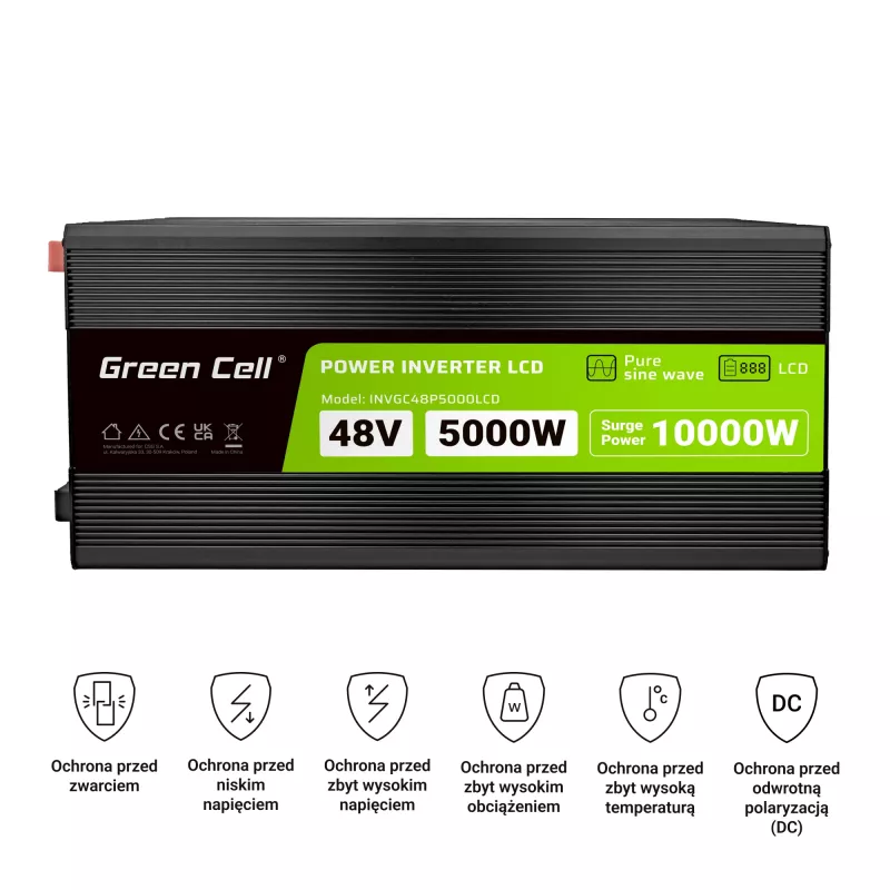 LCD muundur 48V 5000W/10000W puhas siinus koos ekraaniga