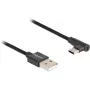 USB 2.0 kaabel, USB-A pistik > USB-C pistik (must, 1 meeter, varjestatud, 90° nurga all)