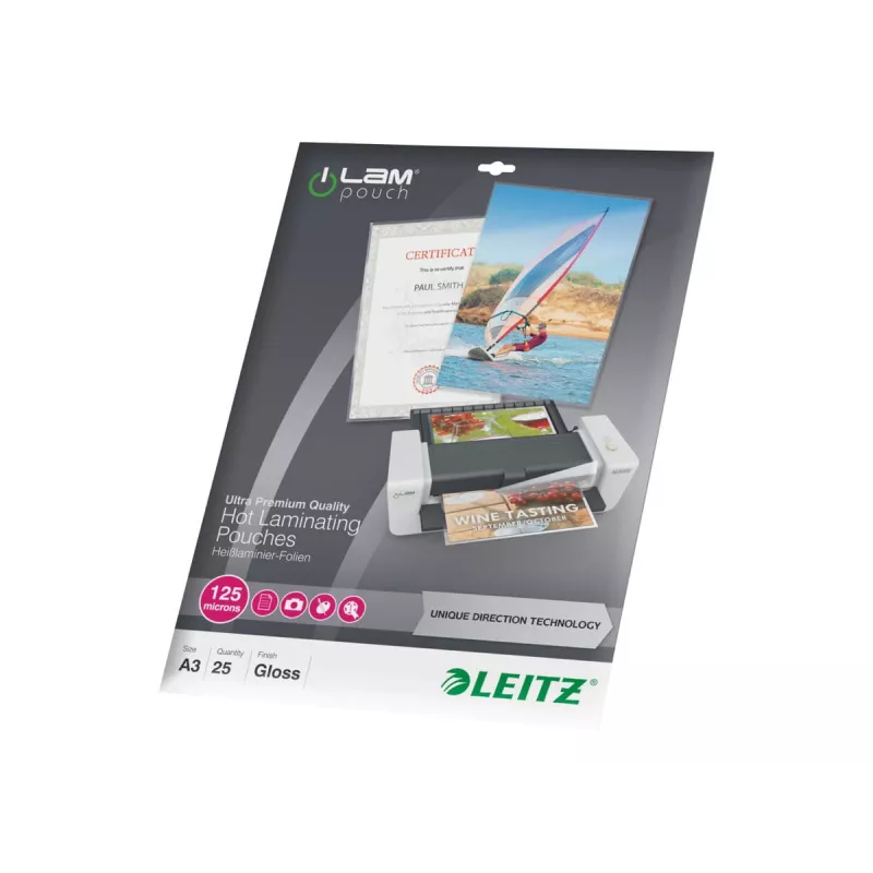 Kilelaminatsioonitaskud LEITZ iLAM UDT 468×344 mm läikiv PET/EVA 25 tk