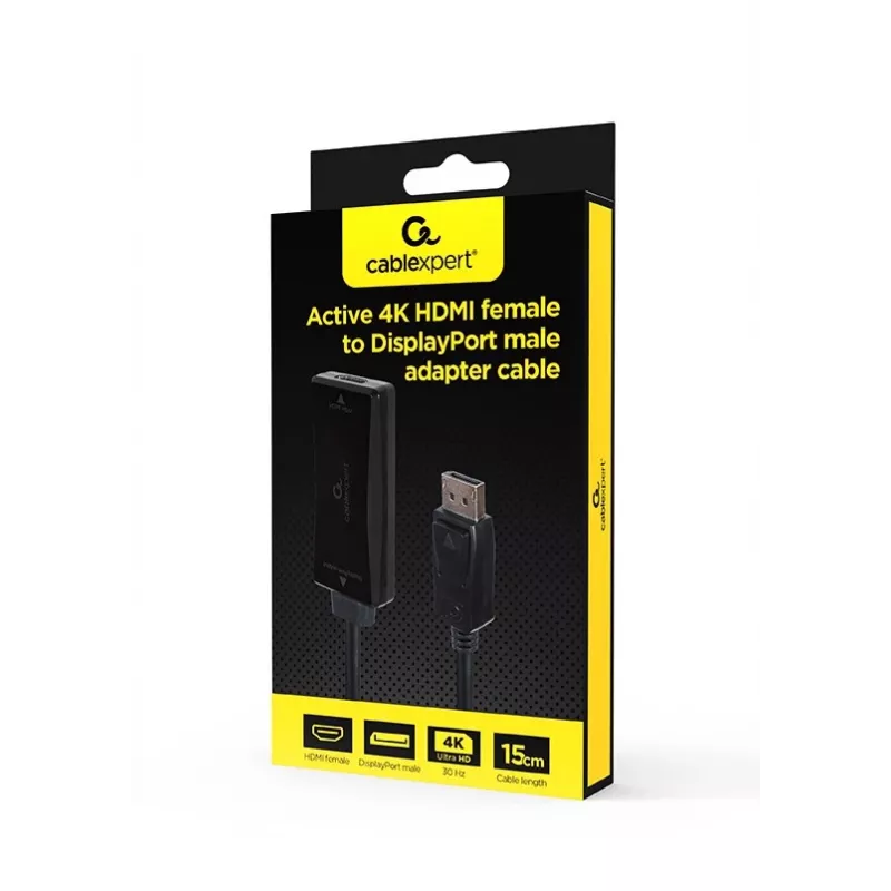 Video kaabli adapter GEMBIRD A-HDMIF30-DPM-01 HDMI tüüp A DisplayPortile 0,15 m must