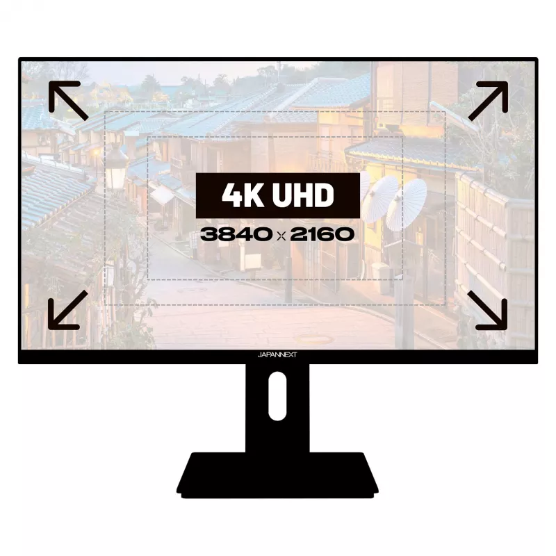 JAPANNEXT 4K UHD monitor 60,45cm (23,8) 3840x2160 pikslit, IPS paneel, 8 ms, 60 Hz, AMD FreeSync, HDMI, DisplayPort (JN-IPS2380UHDR-C65W-HSP)