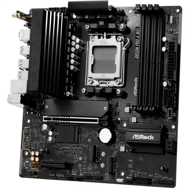 Emaplaat ASRock B850M Pro-A WiFi micro ATX – AMD B850, Socket AM5, DDR5, 4x DIMM, 256GB, Wi‑Fi, 2.5Gb LAN