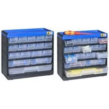 Väikeste osade sorteerija allit 464610, plastist hoiukast 300x285x135 mm, must/sinine