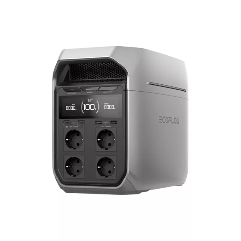 Kaasaskantav elektrijaam EcoFlow DELTA 3 Plus — LiFePO4 1024 Wh, 1800 W, 4 vahelduvvoolu pistikupesa, 12,5 kg