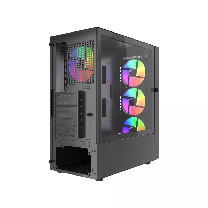 Arvutikorpus GEMBIRD Fornax 4300 Midi Tower ATX, karastatud klaas, 2×3,5-tollist pesa, 3×2,5-tollist pesa, ARGB-ventilaatorite tugi, USB 3.2 Gen1