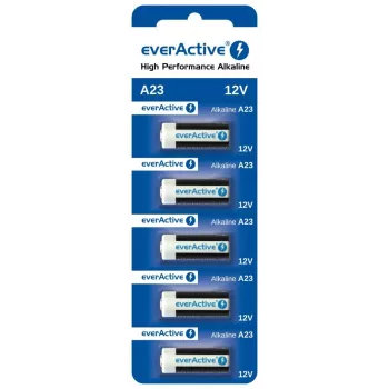 Aluselise patarei komplekt everActive A23 12V, 5 tk blisterpakendis — puldidele ja väikesele elektroonikale