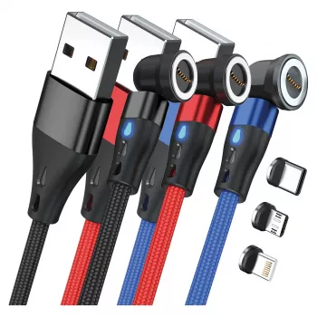 USB-kaabel RealPower MagneticCharge3 1m USB A Must Sinine Punane