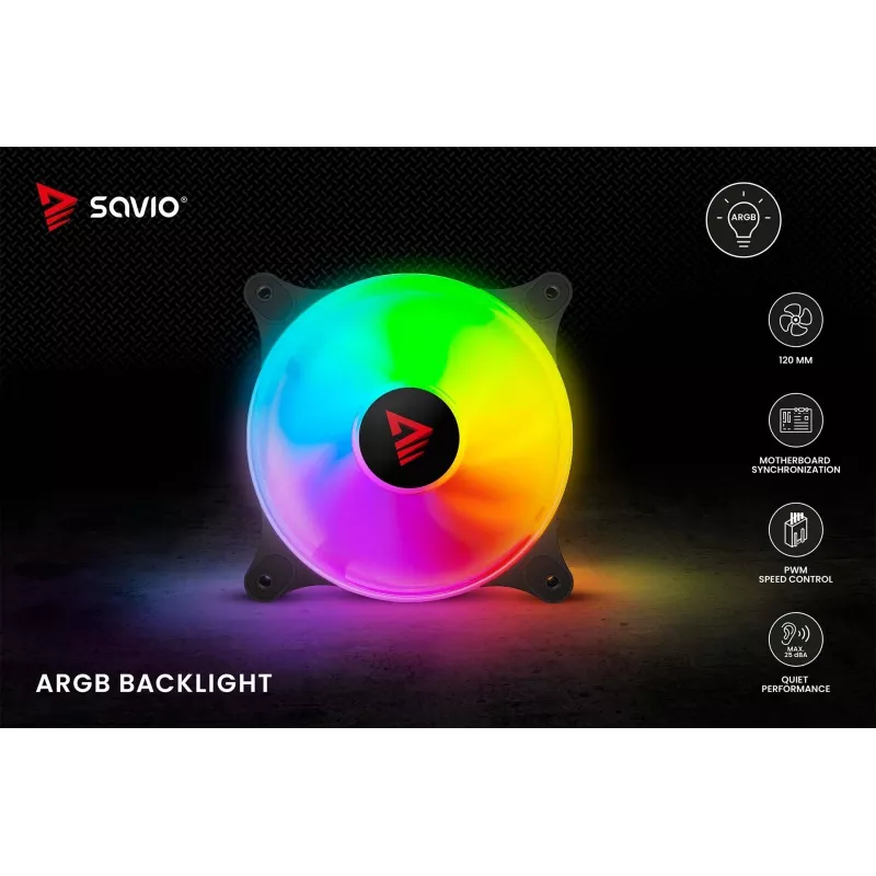 SAVIO Blast 120mm ARGB PWM korpusetuuleti - must