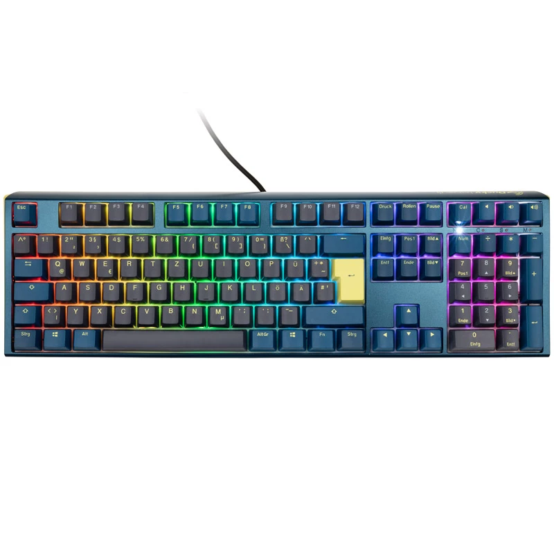 Ducky One 3 Daybreak RGB mänguklaviatuur, USB, saksa, must, sinine, roheline