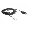Delocki kaabel USB2.0 tüüp-A pistik > 2 x paljas juhtmeots - 1,5 m - must (85664)