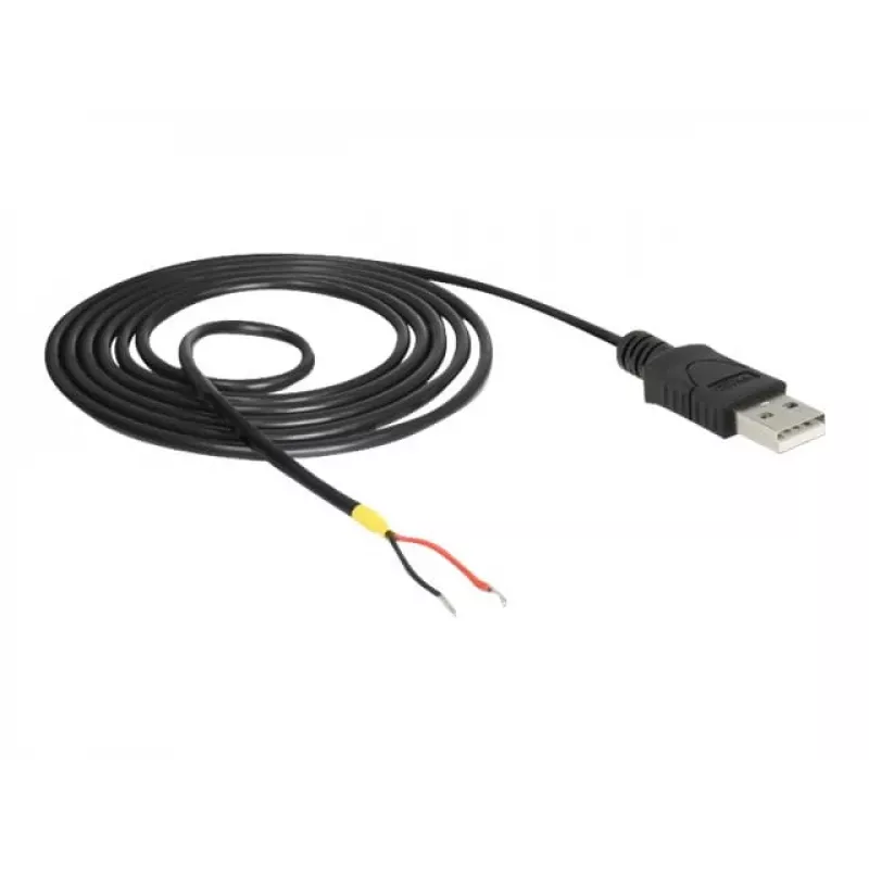 Delocki kaabel USB2.0 tüüp-A pistik > 2 x paljas juhtmeots - 1,5 m - must (85664)