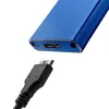 SSD-korpus QOLTEC 51832 — väline M.2 SATA, USB 3.0, kuni 2 TB, sinine, toetab 30 mm draive, 4 pesa