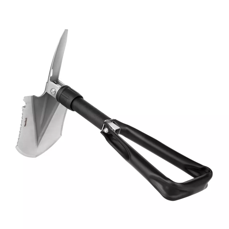 Kokkupandav labidas Nextool NE20033 — kompaktne mitmeotstarbeline minilabidas, kokkupanduna 20,6 cm, avatuna 50,3 cm, kaal 797 g, laius 128 mm