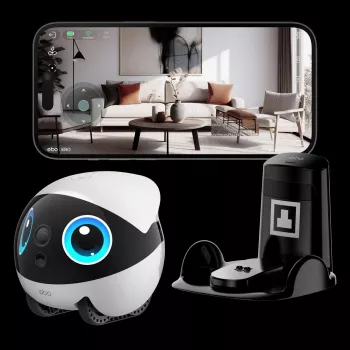 Robot Wi‑Fi Enabot EBO Air2 Plus — 5000 mAh aku, 111 mm kõrgus, siseruumides lemmikloomakaaslane ja jälgimisrobot
