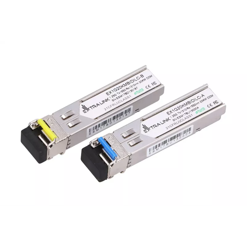 Extralink SFP WDM moodul 1.25G, 1.25Gbps, 1310/1550nm, Single Mode, 20km, LC, DOM, paar