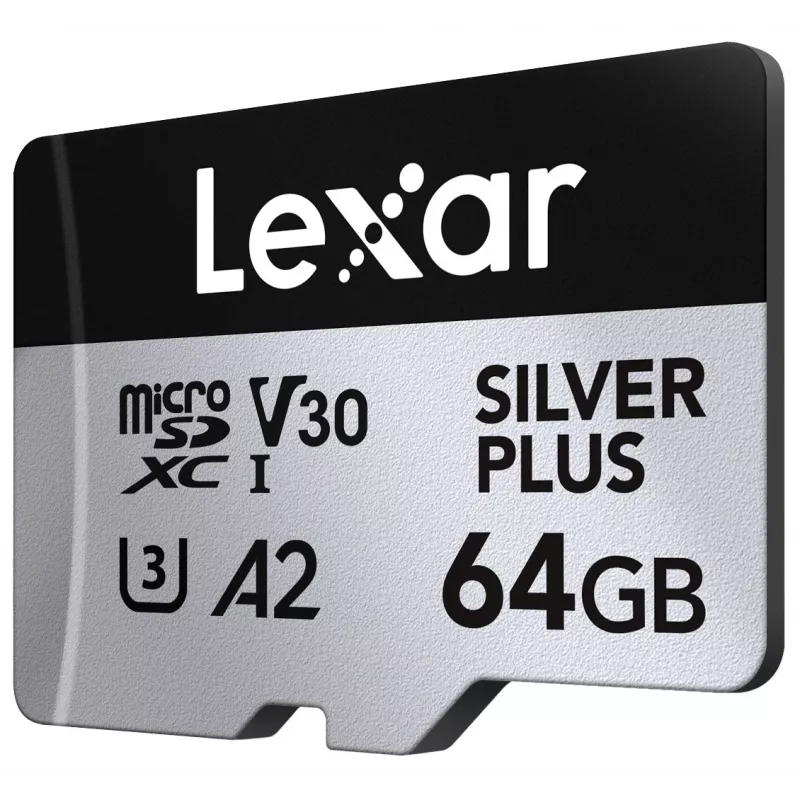 MicroSD-mälukaart Lexar 64 GB UHS-I Klass 3 SILVER PLUS