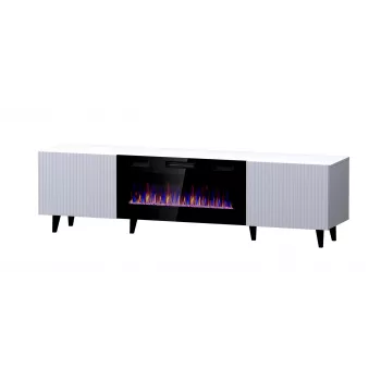 TV-kapp Cama Meble PAFOS EF elektrikaminaga 180×42×49 cm, valge matt