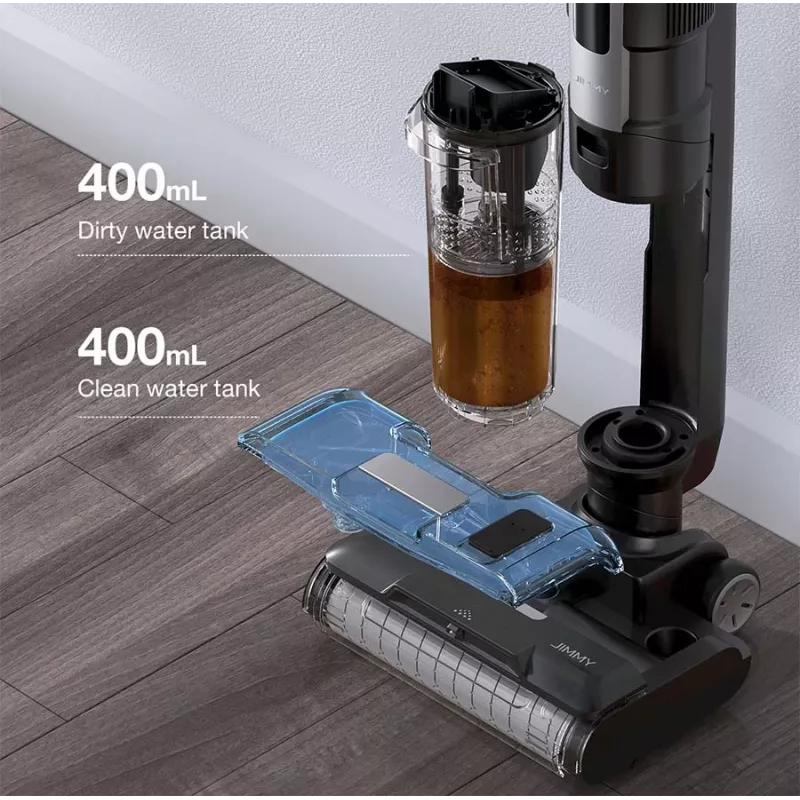 2-in-1 stick vacuum Jimmy HW9 — märgpuhastus, aku 25,2 V, 300 W, kotita, LED-ekraan, must