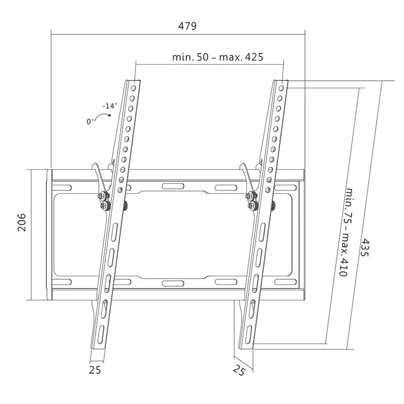 TV-kinnitus LogiLink BP0012 139.7 cm (55 tolli) Must