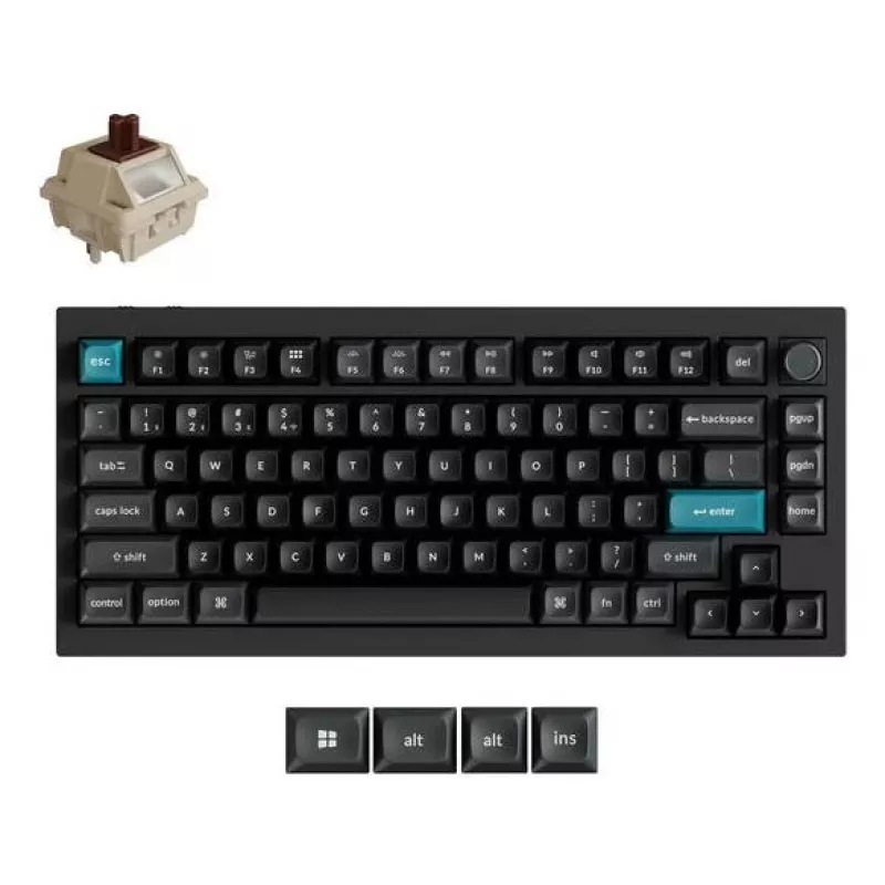 Mehaaniline 75% klaviatuur Keychron Q1 Ultra 8K — USB + RF traadita + Bluetooth, RGB, must