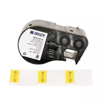 Brady, M4-91-427-YL, iselamineeriv vinüül, kollane/läbipaistev, 25.40 x 12.70(38.10) mm, püsiv, kaabli läbimõõdule 4.00 - 8.10 mm (180 tk) (170746)