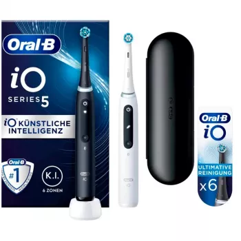 Oral-B iO Series 5 Duo, elektrihambahari must/valge, Matt Black/Quite White koos 2. käepidemega