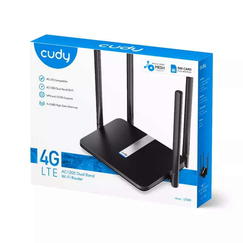 Cudy LT500 traadita ruuter Fast Ethernet Dual-band (2,4 GHz / 5 GHz) 4G must