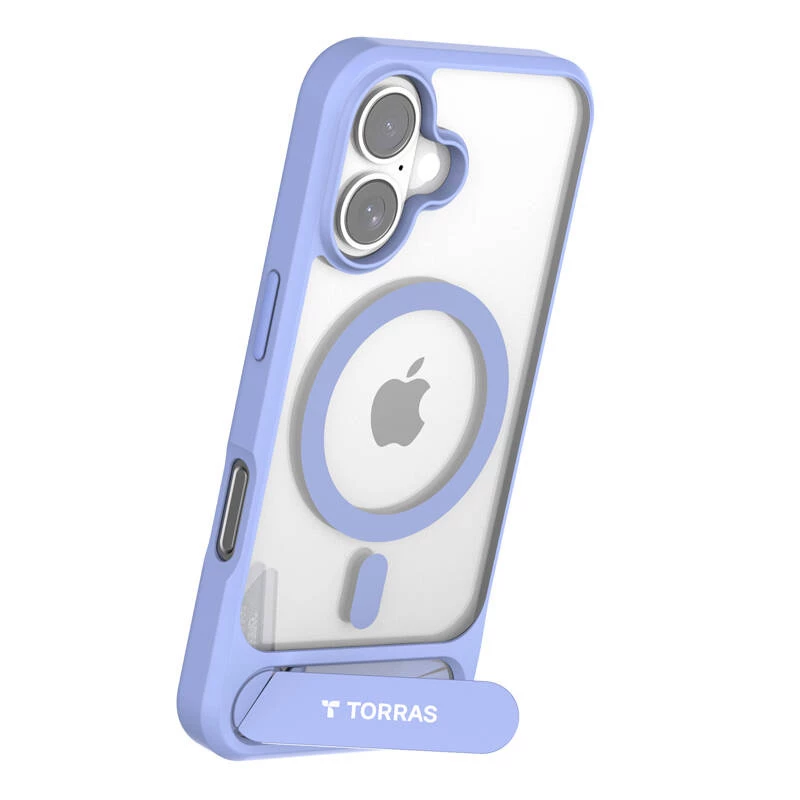 Torras Pstand seeria kaitseümbris iPhone 16-le — sinine, õhuke, integreeritud alusega