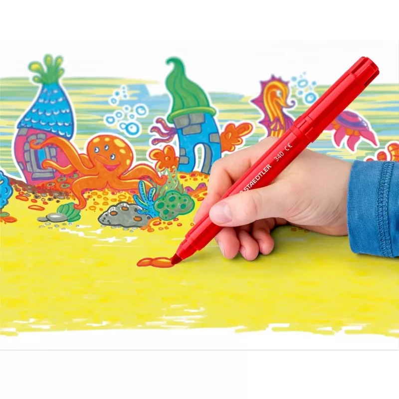 Marker Staedtler Noris Jumbo 6-pack pestavad mittetoksilised — lai ots, lastele ohutud markerid